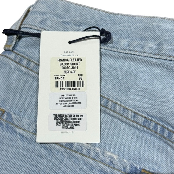 Citizens Of Humanity Sz 26 Blue Franca Pleated Baggy Jean Shorts Preppy Classic - Picture 6 of 10